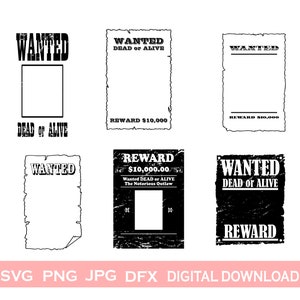 Steckbrief SVG, Steckbrief Rahmen für Portrait Bundle, Film, niedlich Lustig Dramatisch Gruselig ClipArt Cricut Silhouette Sofort Download