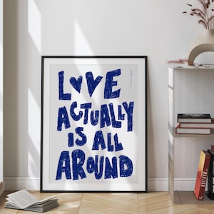 Love Actually is All Around (formato A1) Poster con stampa artistica, stampa disegnata a mano, stampa per camera da letto moderna retrò di metà secolo alla moda, download digitale