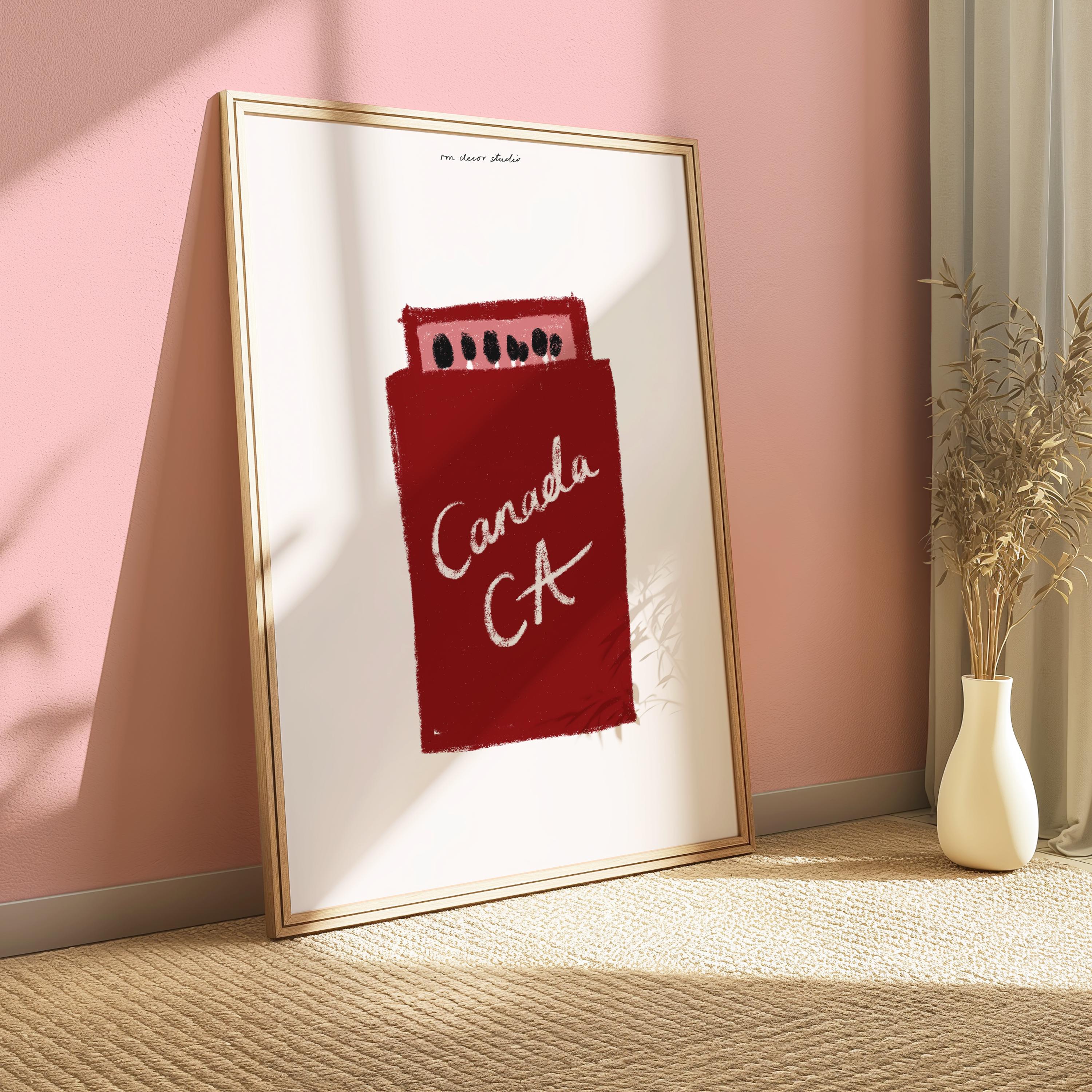 Canada Matchbox Art Print, Funky Mid Century Modern Wall Art - Etsy
