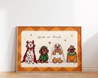 Trick or Treat Halloween Dogs Print | Digital Download