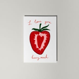 Ti amo Berry, biglietto d'auguri con tanti auguri, biglietto d'anniversario d'amore, biglietto divertente, biglietto di compleanno, biglietto di San Valentino, biglietto con gioco di parole romantico con busta