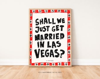 Married in Vegas Print Art Poster, Vintage  Print, Trendy Retro Print, Mid Century Print, Modern Kitchen Wall, Bedroom Decor, Bar Cart Art