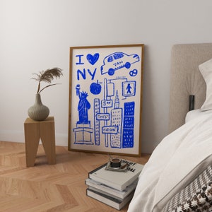 I Love New York (A1 size) Art Print Poster, Vintage Trendy Retro Print, NYC Big Apple Mid Century Print,  Bar Cart Art, Digital Download