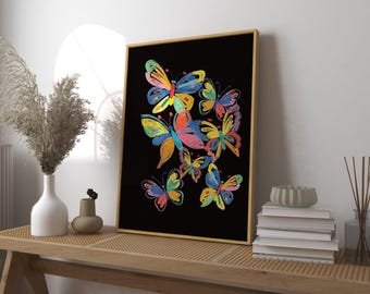 Crayon Butterfly Art Print, Whimsical Toddler Room Decor