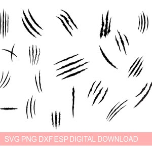 Horror Scratches, Halloween Claw 20 Scratches SVG, Bloody Claw Marks, Funny Halloween, Cricut, Silhouette, Clip Art PNG PDF Instant Download