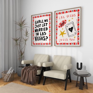 Vegas-printset kunstposter, vintage print, trendy retroprint, print uit het midden van de eeuw, moderne keukenmuur, slaapkamerdecor, barwagenkunst