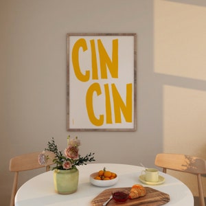 Cin Cin Print Poster, Vintage Food Print, Trendy Retro Print, Cheers Drink Illustration, Mid Century Print, Modern Kitchen Wall Art