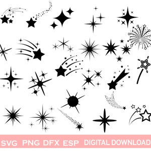 Sparkle Stars 45 Svg, Shooting Star png, Sparkle Stars jpg, Christmas Star-bundel, Twinkle Star, Cricut-silhouet, Instant Download