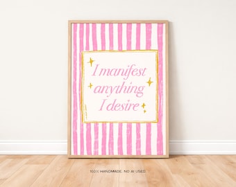 Manifest Anything Art Print, Vintage Retro Trendy Wall Decor
