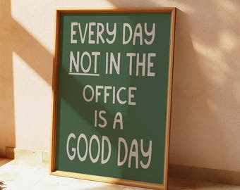 Work From Home Club Art Print, Retro Hand Drawn Poster