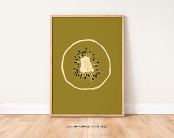 Kiwi Art Print Poster, Kiwifruit Food Modern Kitchen Wall Art