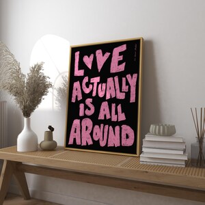 Eigentlich ist Liebe alles (A1) Kunstdruck Poster, Handgezeichnete Druck, Trendy Mid Century Modern Schlafzimmer Druck, Digitaler Download