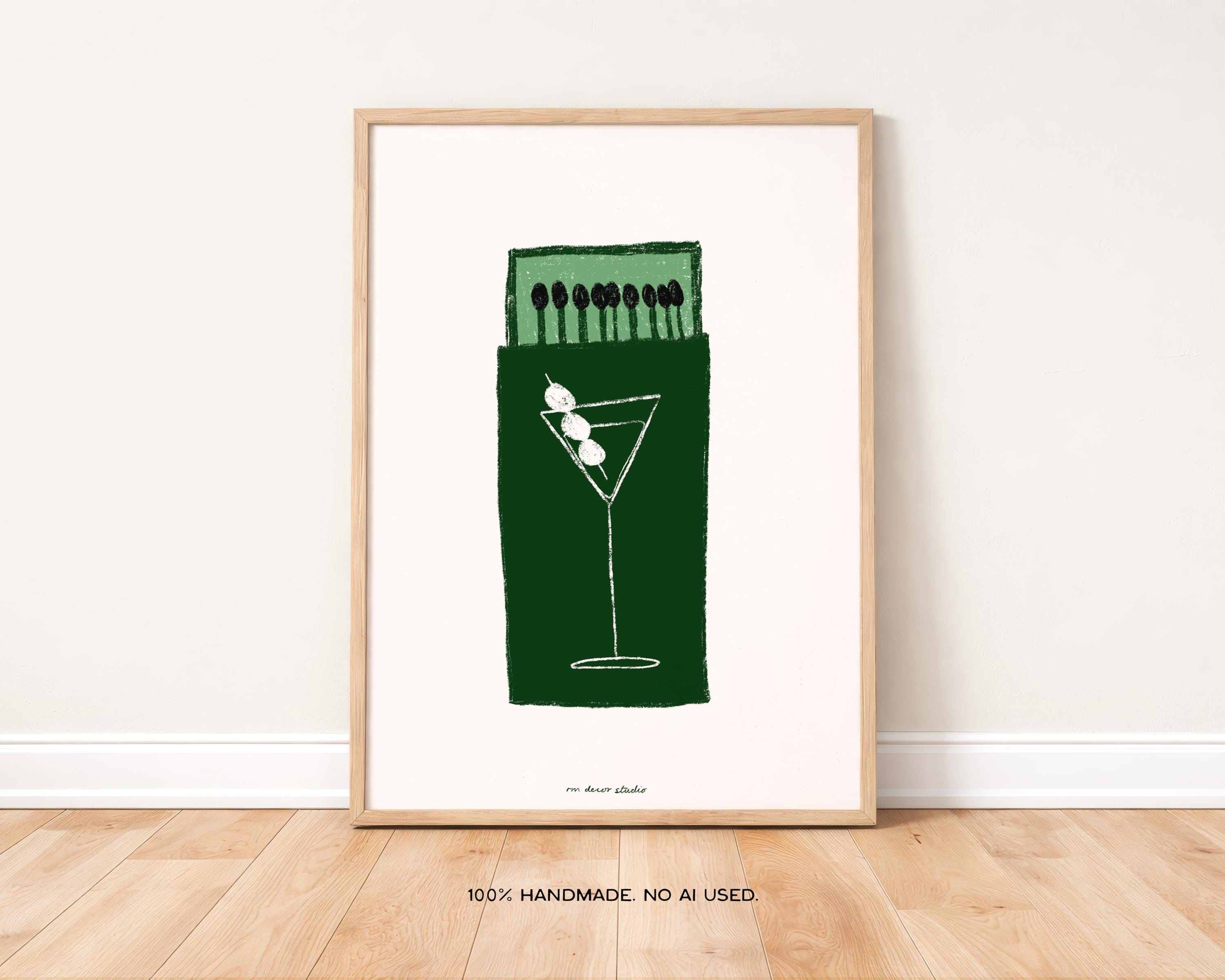 Martini Matchbox Art Print, Mid-century Modern Bar Cart Decor - Etsy