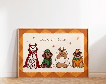 Trick or Treat Halloween Dogs Print
