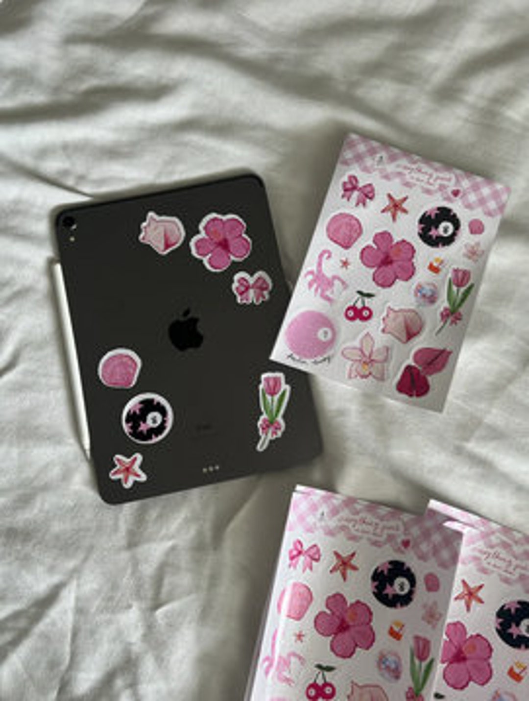 Pink Everything Sticker Pack, Vintage Flowers Shells, Girly Stickers ...