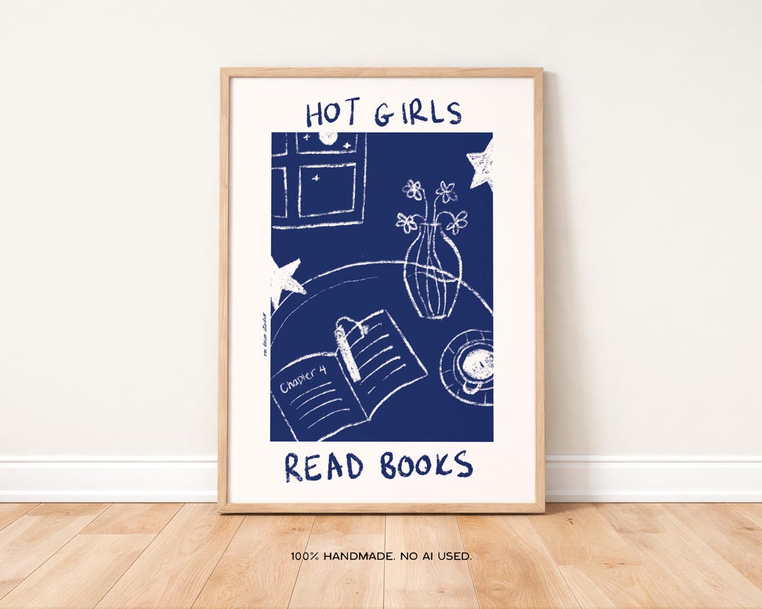 Hot Girls Read Books Art Print, Trendy Retro Bedroom Wall Decor - Etsy