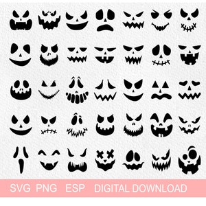 Paquete SVG de cara de calabaza de Halloween: diseños de terror aterradores (descarga digital)