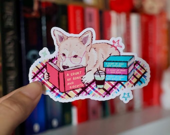 Fluffy Dog Rainbow Blanket Fantasy Reading Sticker