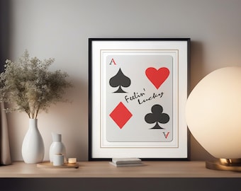 Ace of Hearts Art Print, Retro Playing Card Wall Decor
