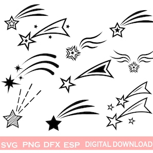 Sparkle Stars Svg Shooting star png, Sparkle Stars jpg, Christmas Star bundel, Twinkle Star, Cricut silhouet, gesneden bestanden, Instant Download