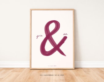You and Me Art Print Poster, Relationship Couples Print, Trendy Retro Print, Boyfriend Girlfriend Print, Romantic Print, Modern Kitchen Art