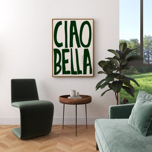 Affiche impression d'art Ciao Bella (format A2), art rétro tendance vintage, art mural moderne, impression d'art mural bar, téléchargement numérique