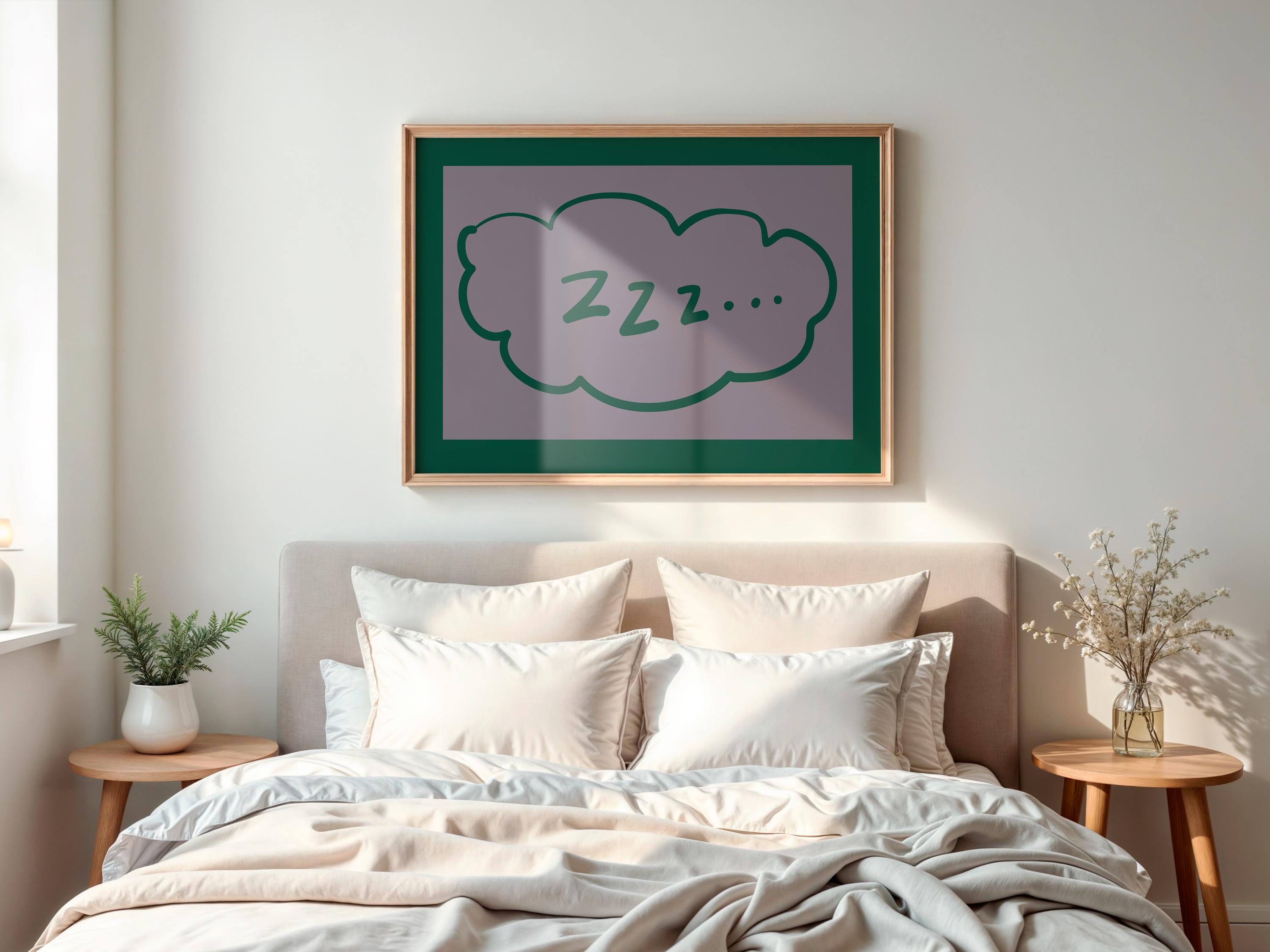 ZZZ Sleep Bedroom Art Print Poster, Vintage Snooze Print, Cozy