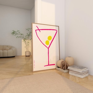 Cocktail Kunstdruck Poster, Vintage Food Print, trendiger Retro Print, Drink Illustration, Mid Century Print, moderne Küchen Wandkunst