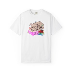 Staffordshire Bull Terrier Book Lover Shirt, Staffy Reading T Shirt, Fantasy Reader Gift, BookTok Dog Tee, Cute Dog Mum Shirt, Comfort Color