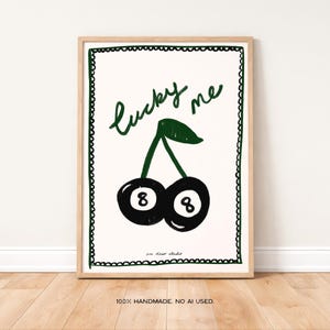 Stampa Lucky Cherry 8 Ball / Decorazione murale per cucina in stile Mid-Century