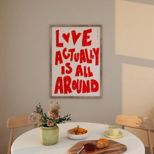 O amor realmente está em toda parte, pôster de impressão artística, impressão desenhada à mão, impressão de quarto moderno retrô de meados do século, download digital