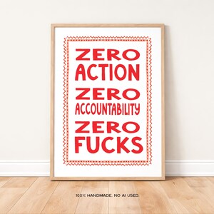 Zero Action Art Print, Hand Drawn Trendy Retro Wall Art