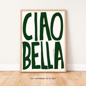 Ciao Bella Print Poster, Vintage Food Print, Trendy Retro Print, Hi beautiful,Drink Illustration, Mid Century Print, Modern Kitchen Wall Art