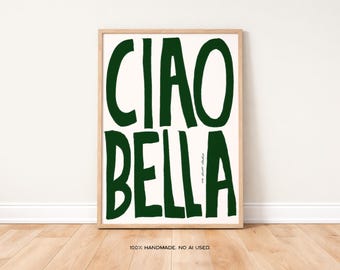 Ciao Bella Print Poster, Vintage Food Print, Trendy Retro Print, Hi beautiful,Drink Illustration, Mid Century Print, Modern Kitchen Wall Art