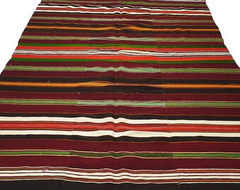 8.9x5.5 ft, Large Kilim Rug, Color Ful Kilim Rug, Vintage Turkish Kilim Rug, Artec Rug, Ethnic Kilim Rug, Oushak Kilim Rug,  MYK-859