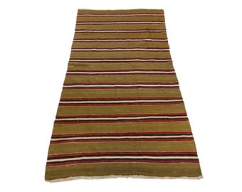Alfombra Kilim Vintage Antigua, 6.1x3.1 pies, Alfombra Kilim Grande, Alfombra Kilim Colorida, Alfombra Kilim Turca Vintage Alfombra Boho, marrón, amarillo, MNK-132