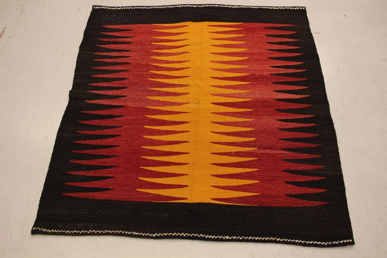 Alfombra kilim geométrica de 3.4x3.2 pies, alfombra kilim grande, alfombra kilim vintage hecha a mano, alfombra kilim turca, alfombra kilim dormitorio, alfombra kilim étnica MYK-571 imagen 1