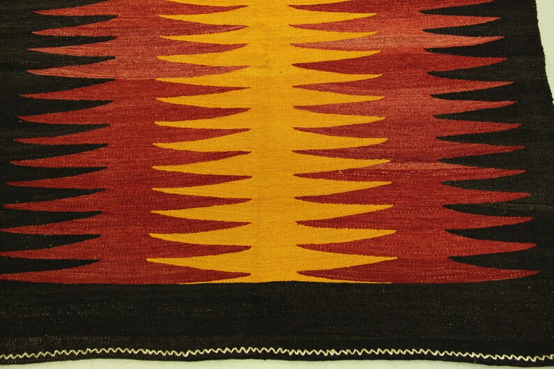 Alfombra kilim geométrica de 3.4x3.2 pies, alfombra kilim grande, alfombra kilim vintage hecha a mano, alfombra kilim turca, alfombra kilim dormitorio, alfombra kilim étnica MYK-571 imagen 4