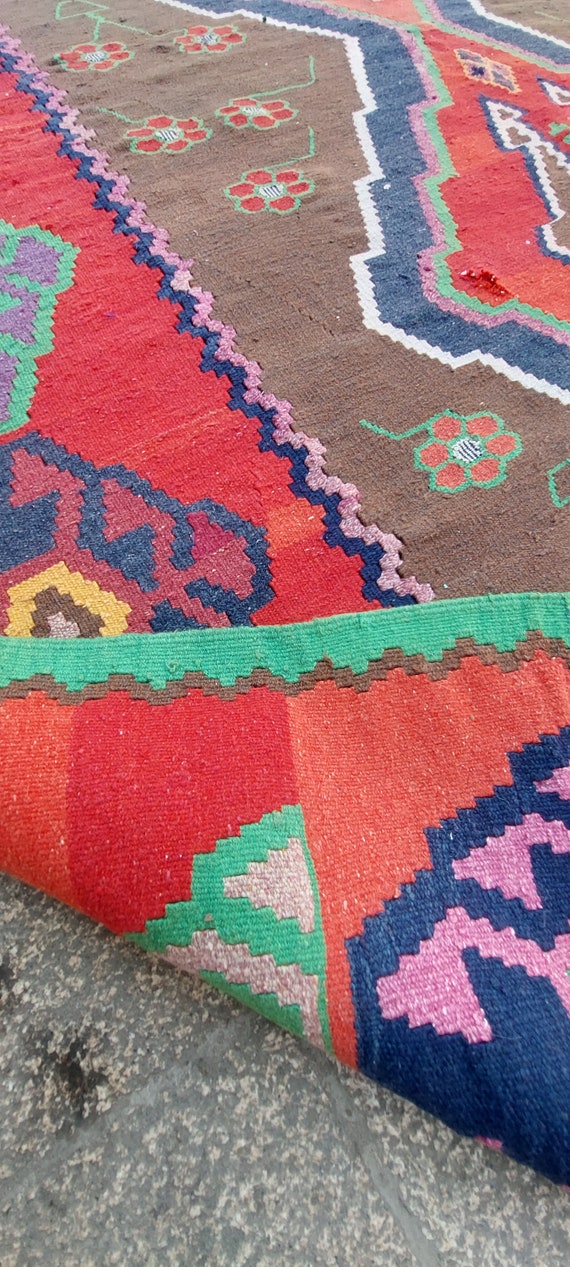 トルコキリムラグ、12.4 x 6.9 フィートオリエンタルラグ、377 x 211