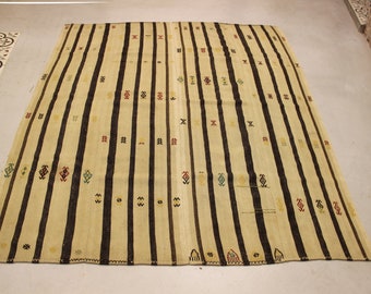 8x5.9 ft Large Kilim Rug, Color Ful Kilim Rug, Vintage Turkish Kilim Rug, Artec Rug, Ethnic Kilim Rug, Oushak Kilim Rug,  MYK-513