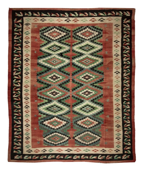 最終値下げ】キリム 幾何学模様ラグ 約140cm x 170cm 最終値下げ