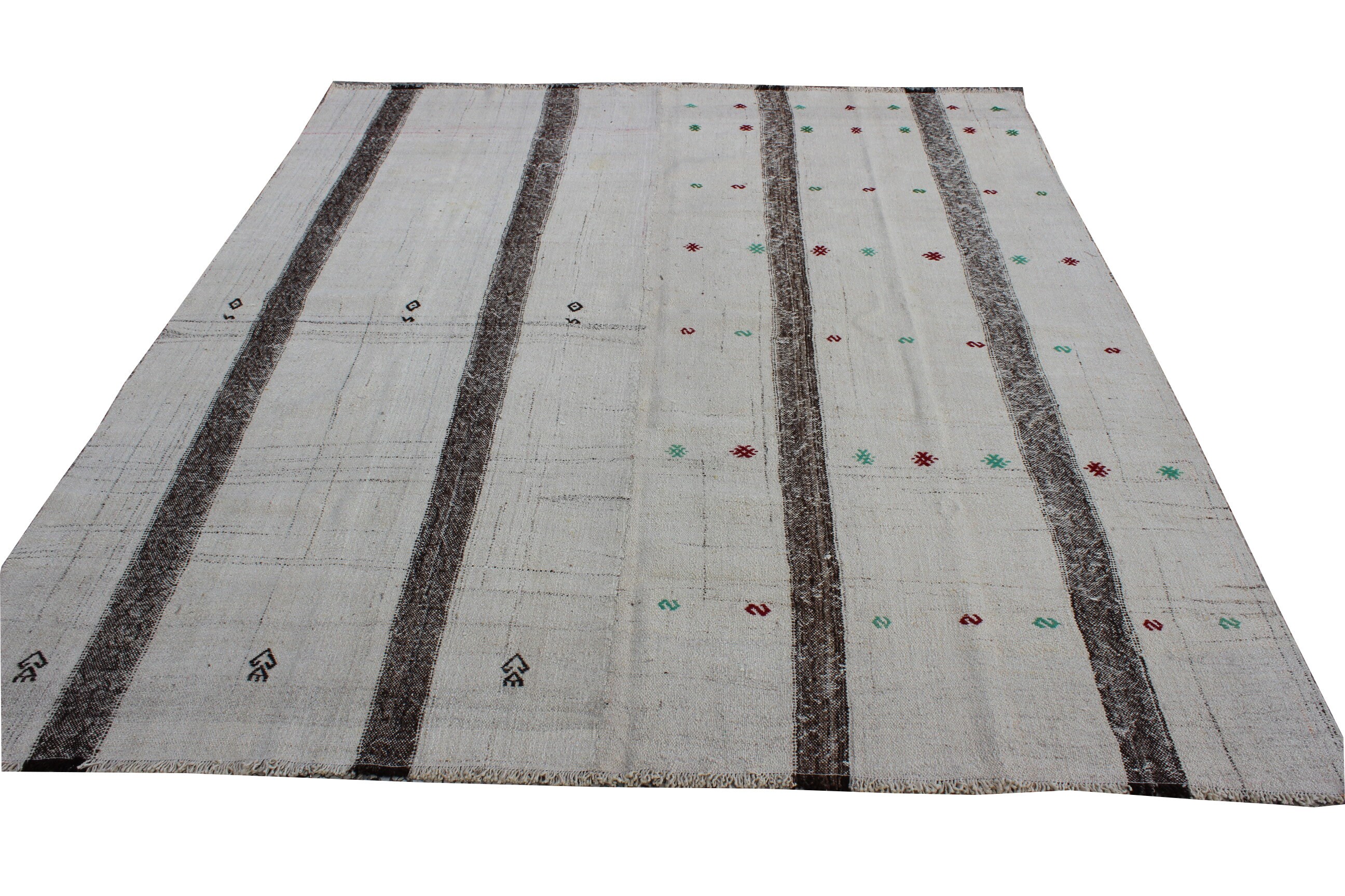 9.6x8.3 Ft Old Vintage Kilim Rug, Large Kilim Rug, Color Ful