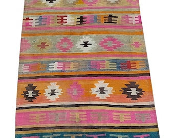Vintage Kilim Rug 6.2X3.9 ft Alfombra oriental, Alfombra Kilim de cocina, Alfombra turca, Alfombra vintage 6X4, Alfombra Oushak, Alfombra azteca, Alfombra de salón, MYK-1604