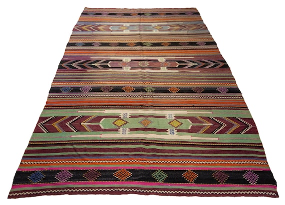 10.4x5.8フィート、317 x 177 cm、オールドヴィンテージキリムラグ