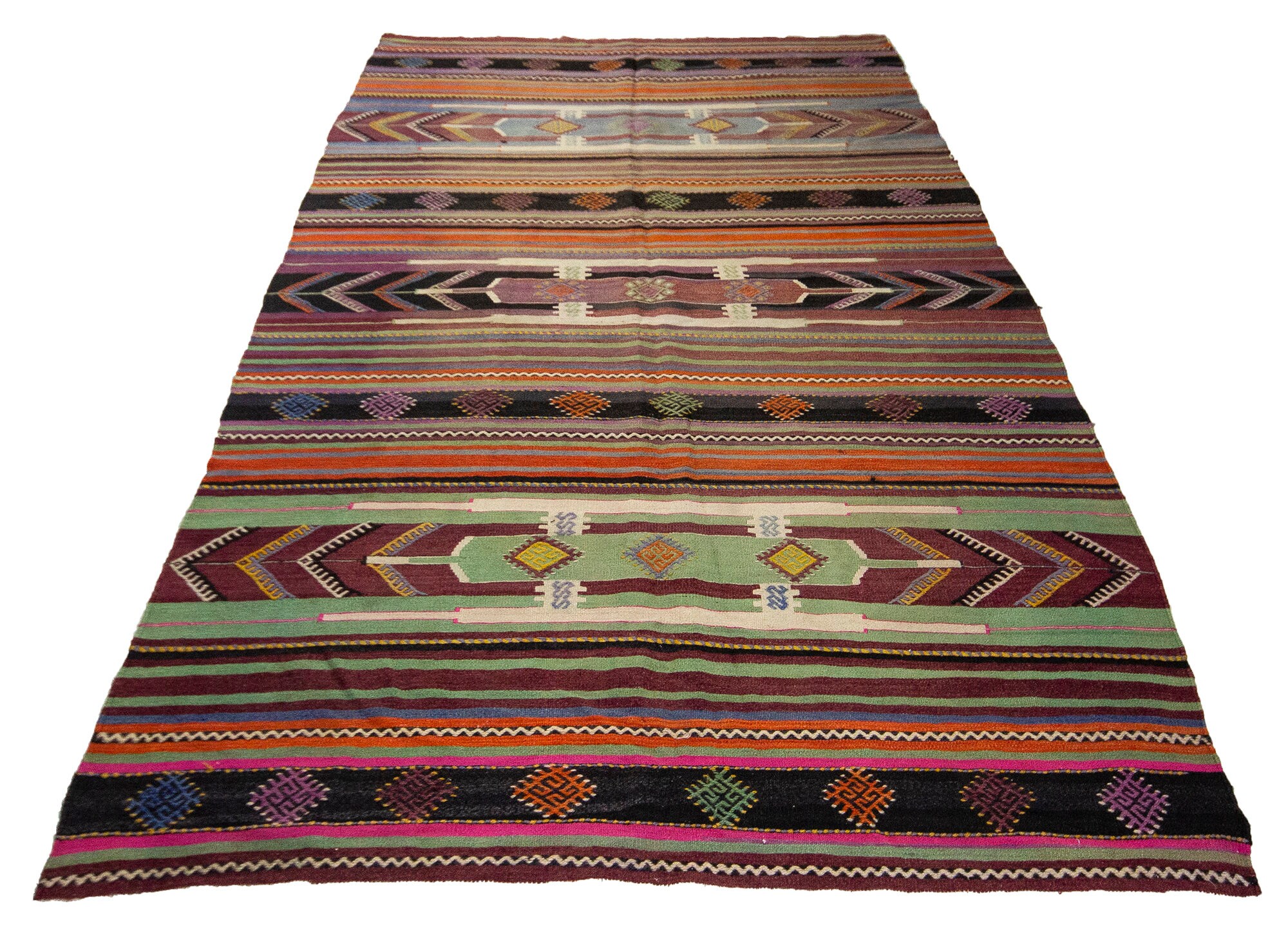 10.4x5.8フィート、317 x 177 cm、オールドヴィンテージキリムラグ