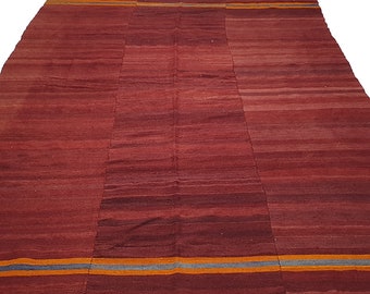8.7x5.8  ft Kilim Rug, Handmade Rug,Area Carpet Boho Rug, Geometric Kilim Rug, Vintage Kilim Rug , Boho Rug, Red,Orange, MYK-917