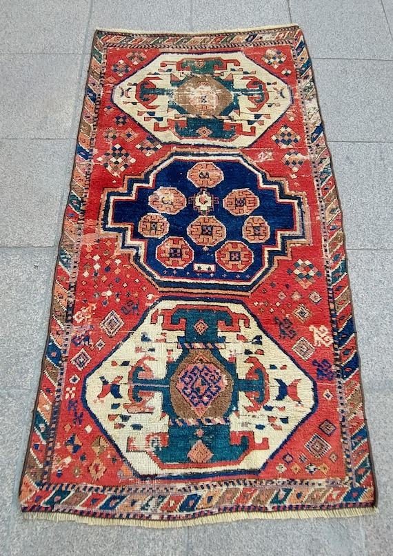 5.3x2.8フィート、アンティークラグ、ラージラグ、カラーフルラグ