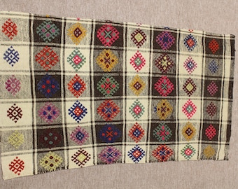 3.2x1.8 ft Runer Area Rug Kilim, Decorative Kilim Rug, Ethnic Kilim Rug, Handmade Kilim Rug,Area rug, wool rug,Boho Kilim,  MYK-1265