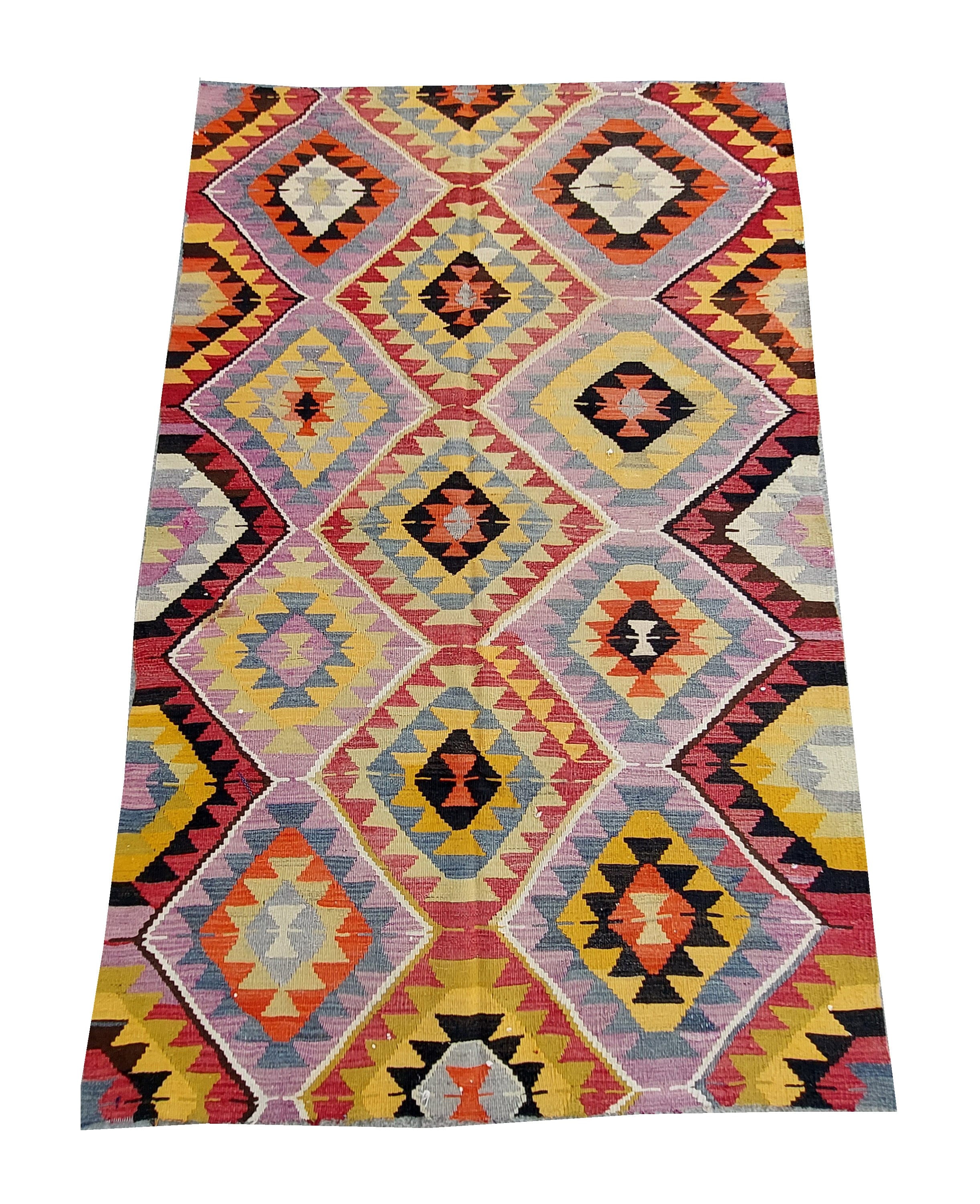 7.6X5 Ft,231x153 Cm, Old Vintage Turkish Kilim Rug, Color Rug