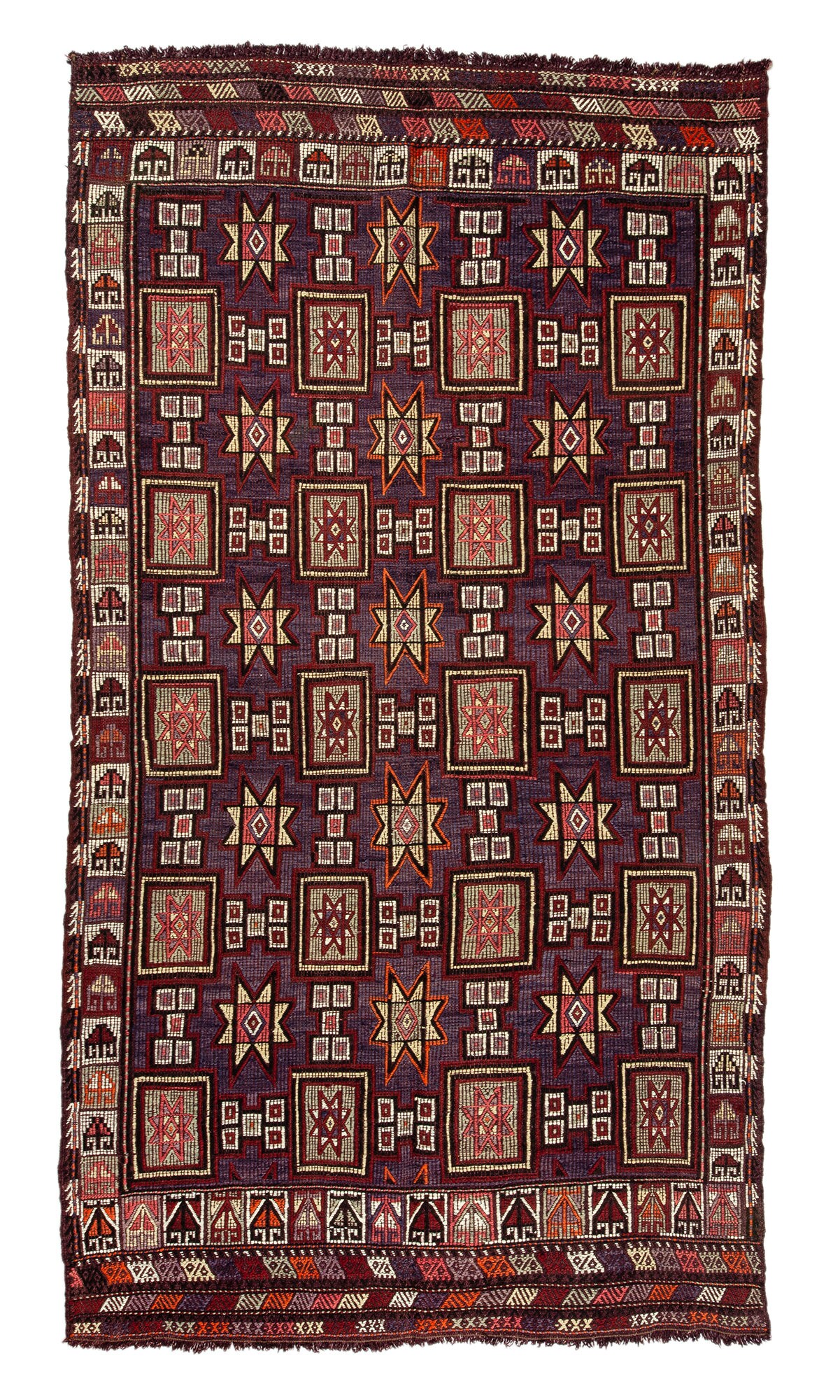 9.3x5.1 Ft Old Vintage Kilim Rug, Large Kilim Rug, Colorful